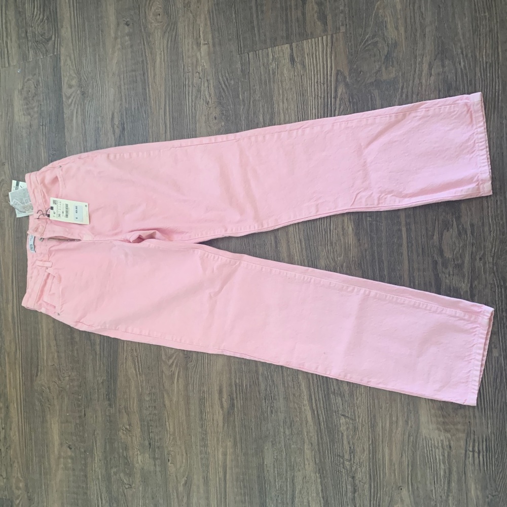 Zara high rise straight jeans